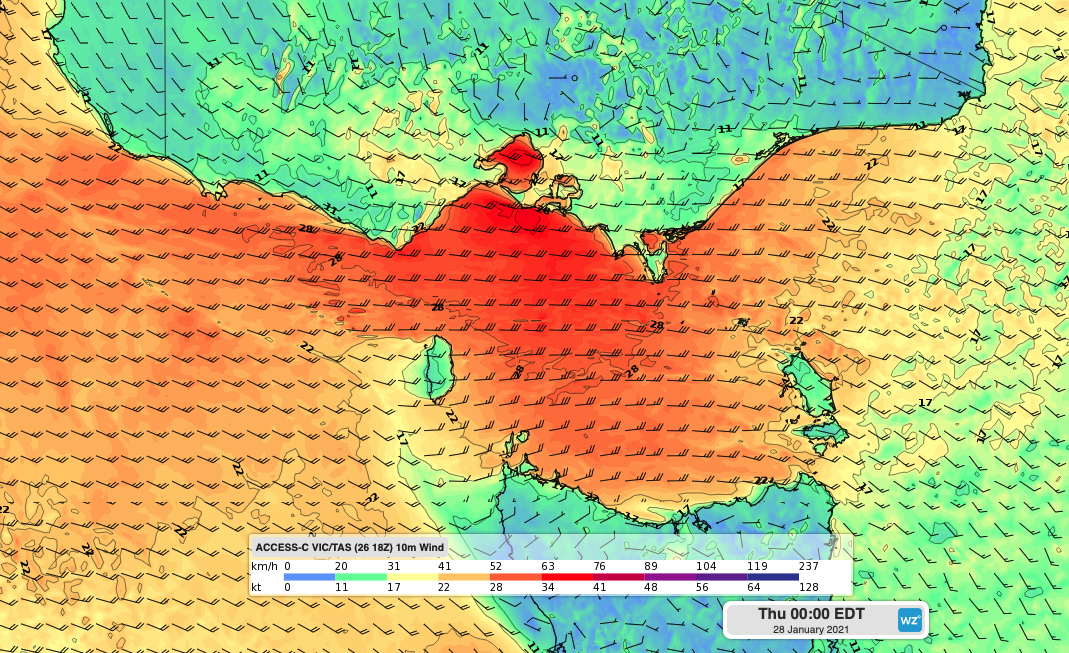 Dangerous wind in southern Victoria tonight