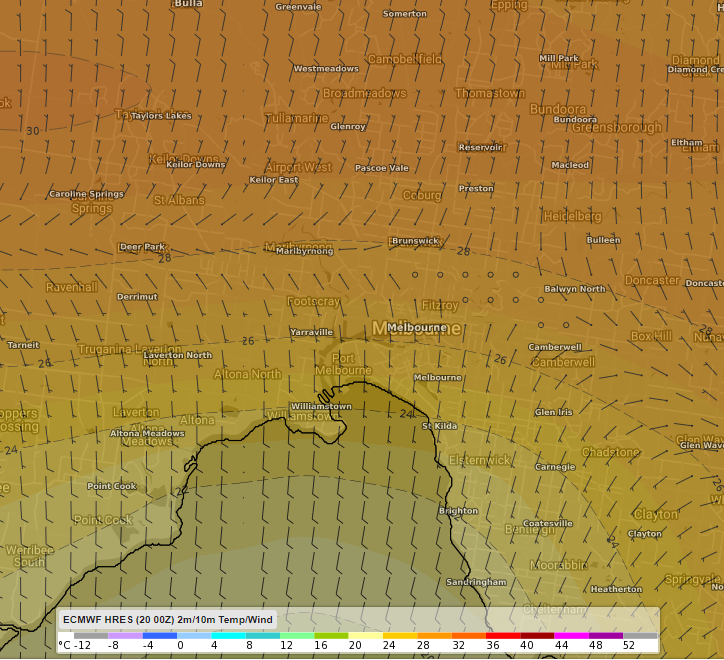 A day of temperature contrasts in Melbourne