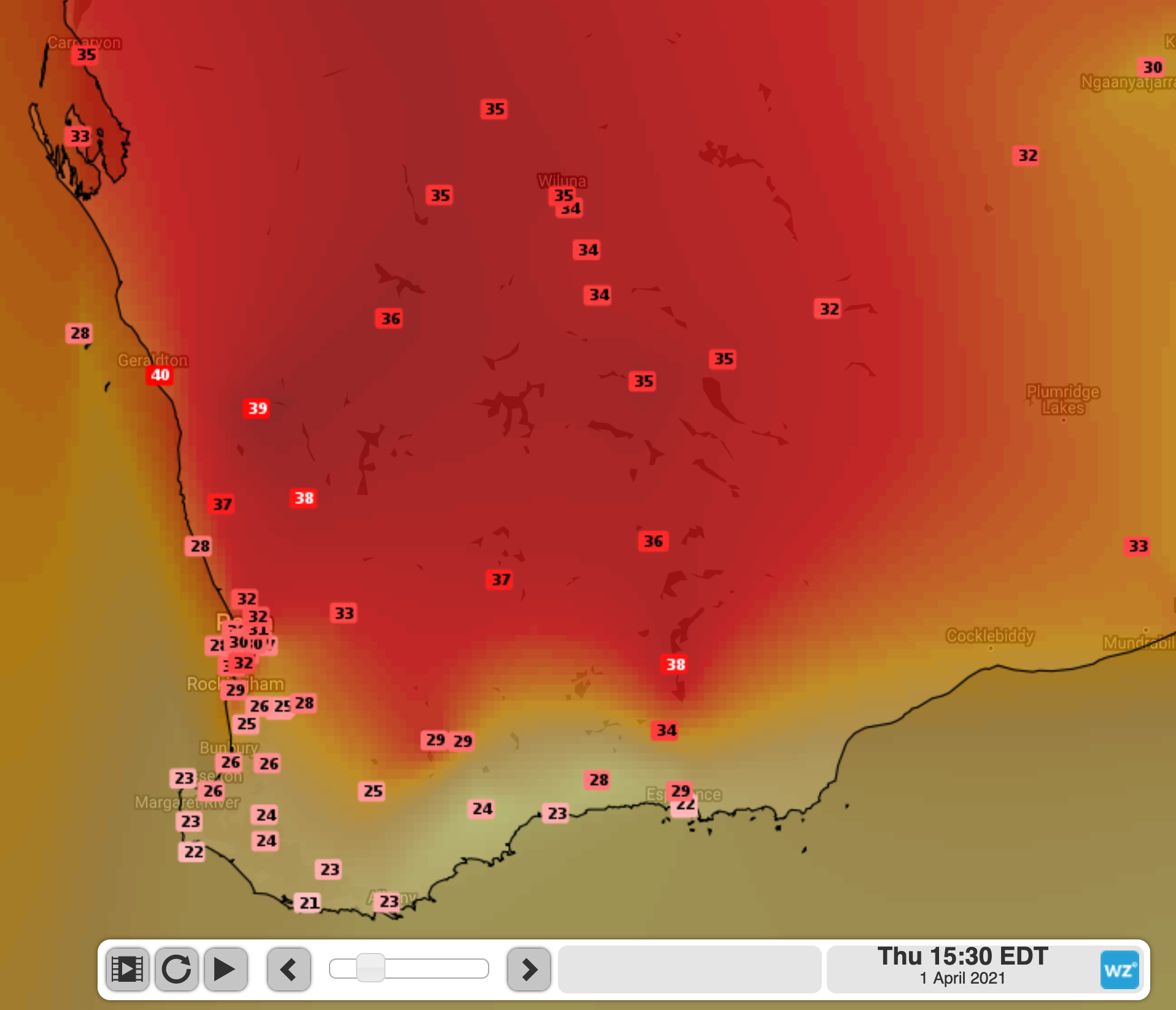 Scorching start to April in WA