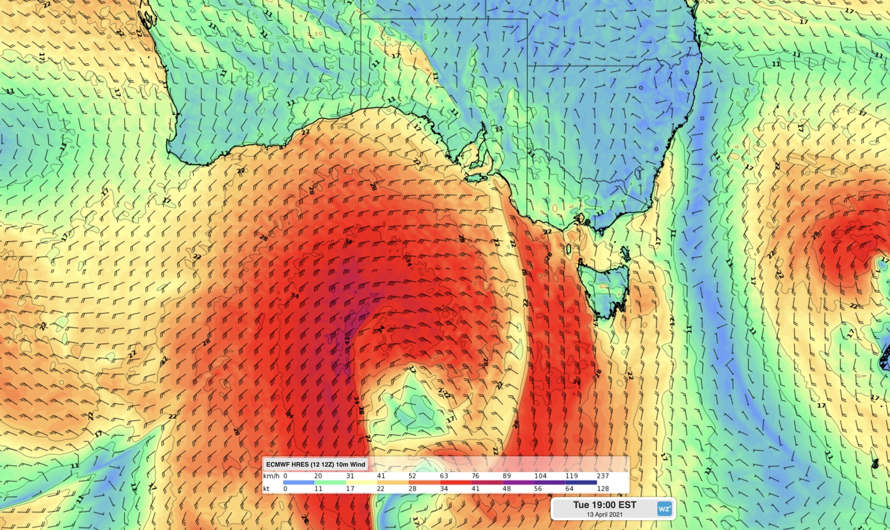 Damaging winds lashing southern Australia 