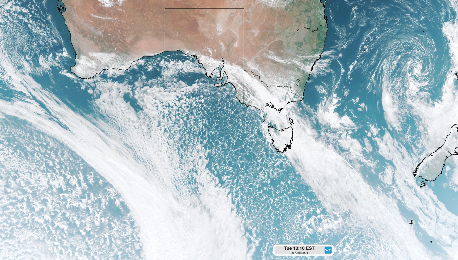 Cold blast crossing southeastern Australia