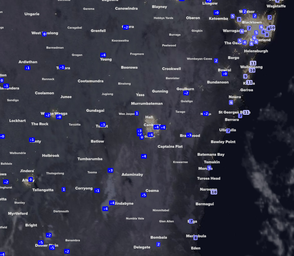 Just how far did the temperature drop in Canberra this morning?