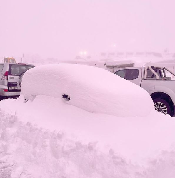 So much snow overnight, the cars were buried