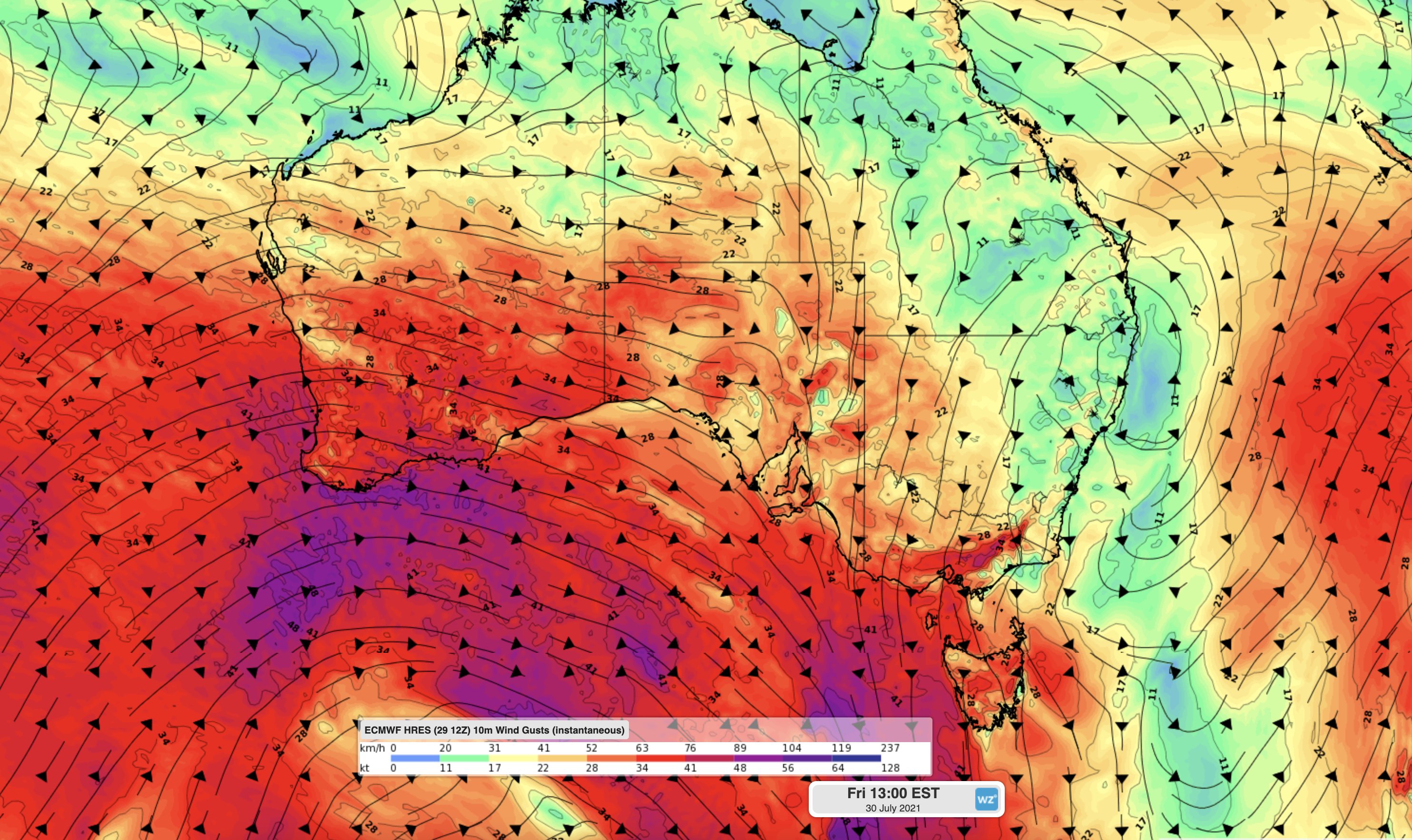 More damaging winds in southern Australia 