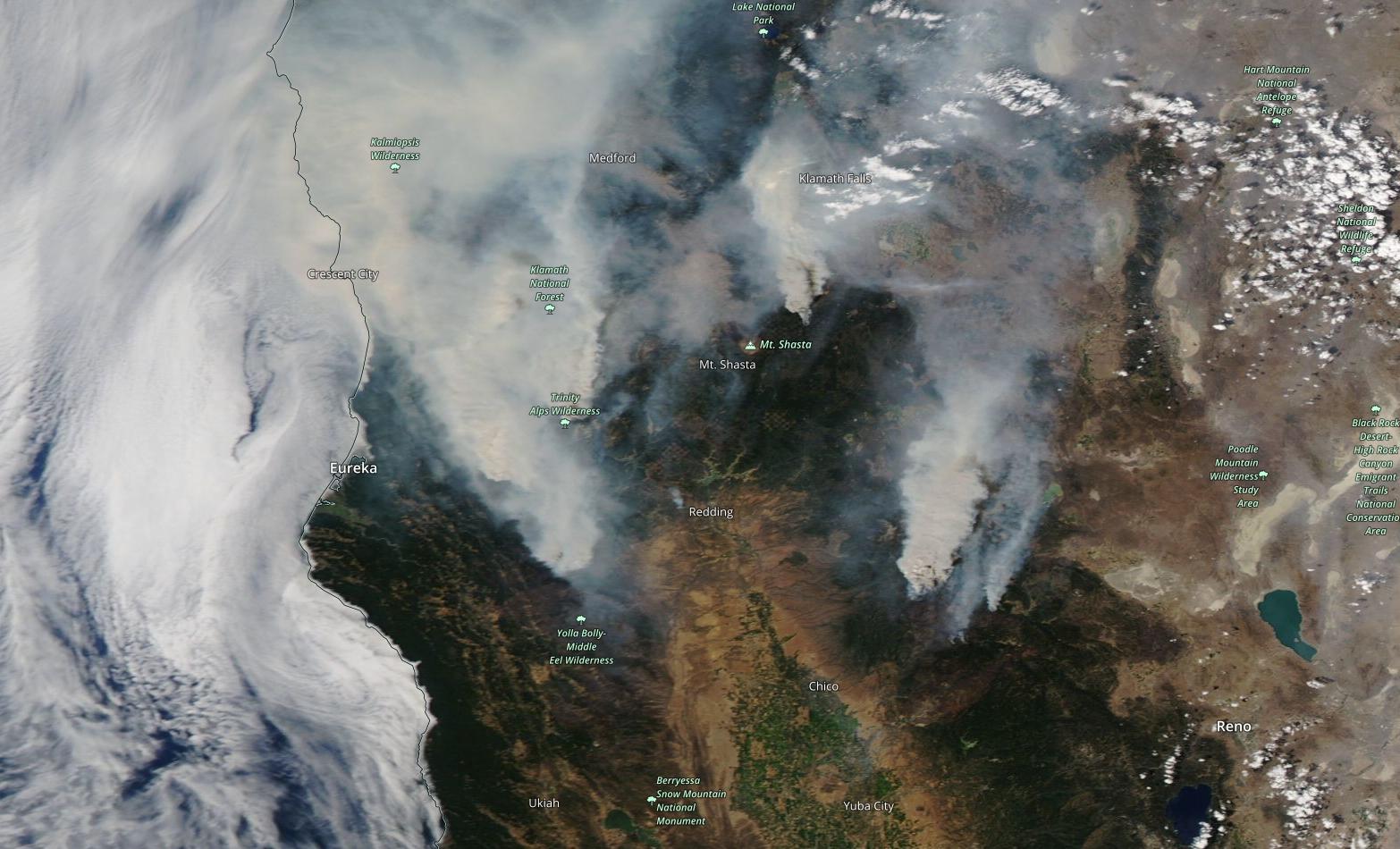 California fires visible from space 
