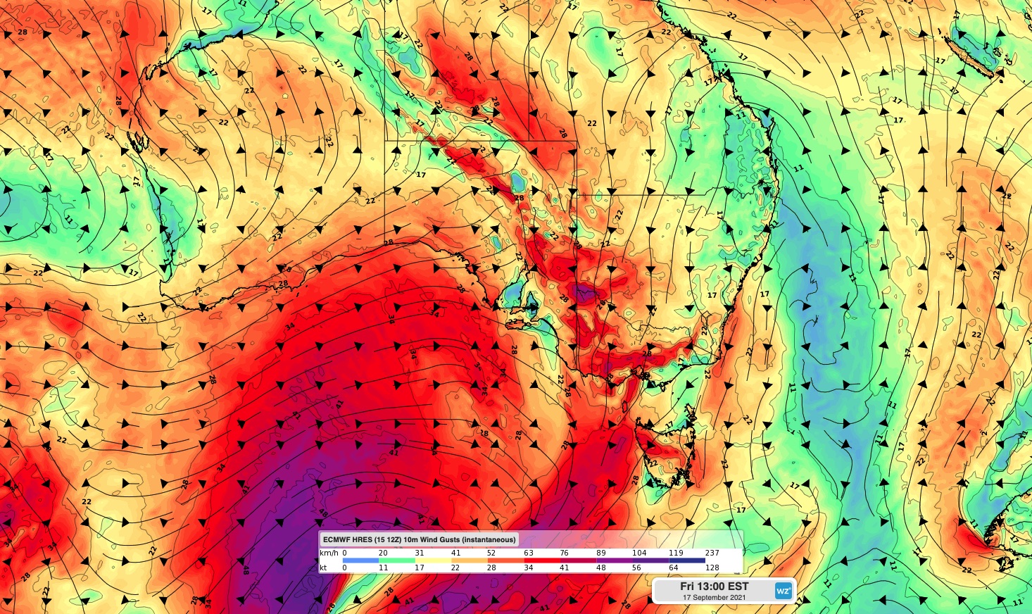 Damaging winds loom for southeastern Australia