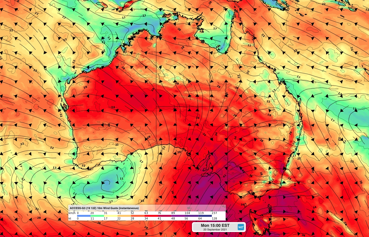 Damaging winds in multiple states