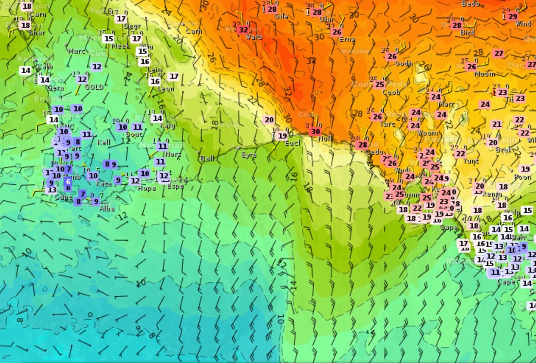 Massive temperature discrepancies across Australia's southern coastline