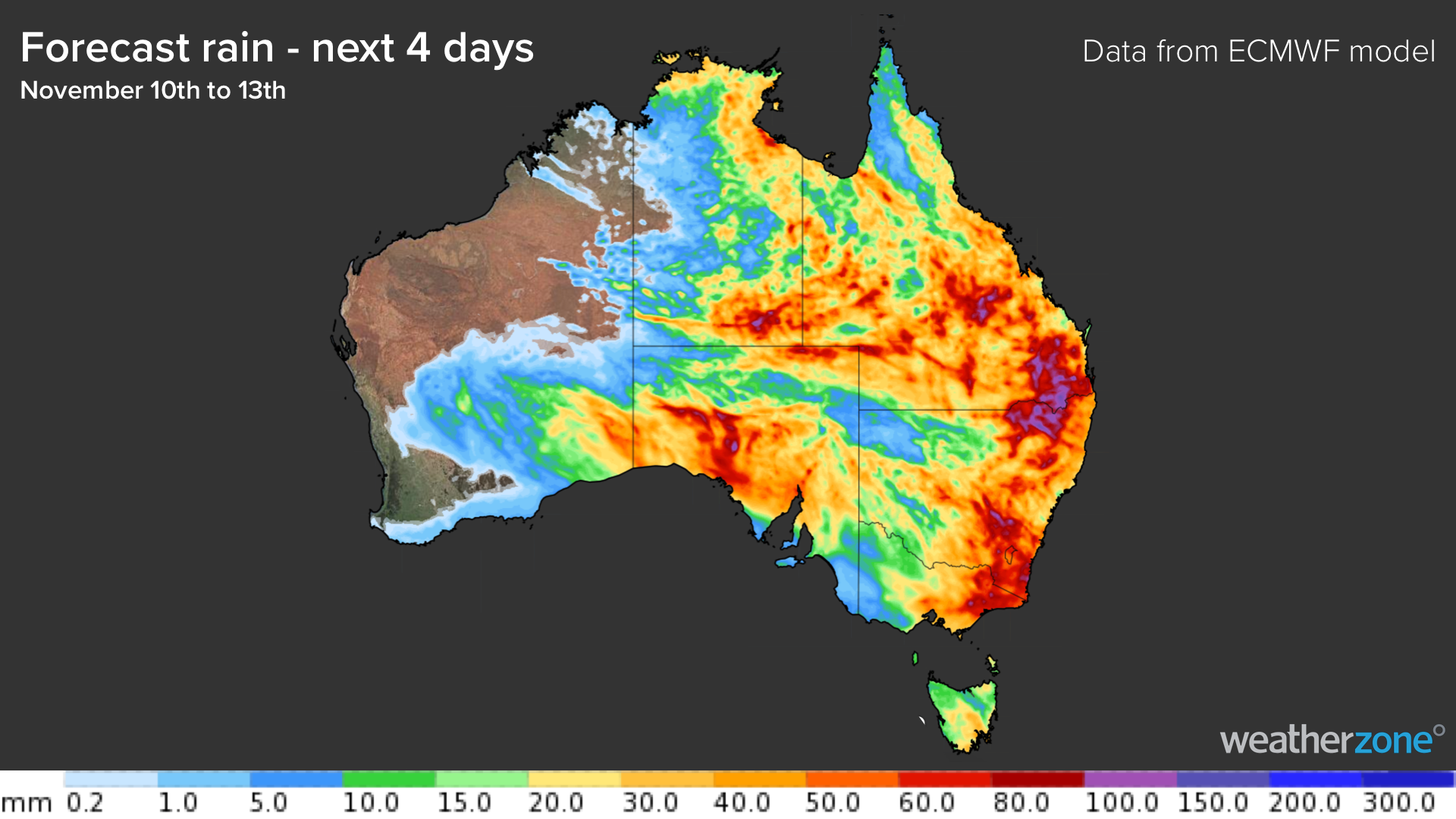 Flood Watches stretching 2,500 km across Australia