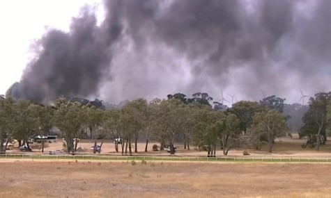 Fire torches 18 vehicles at racecourse in parched western Vic