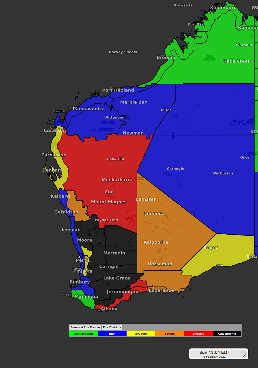 Catastrophic fire danger for Western Australia districts