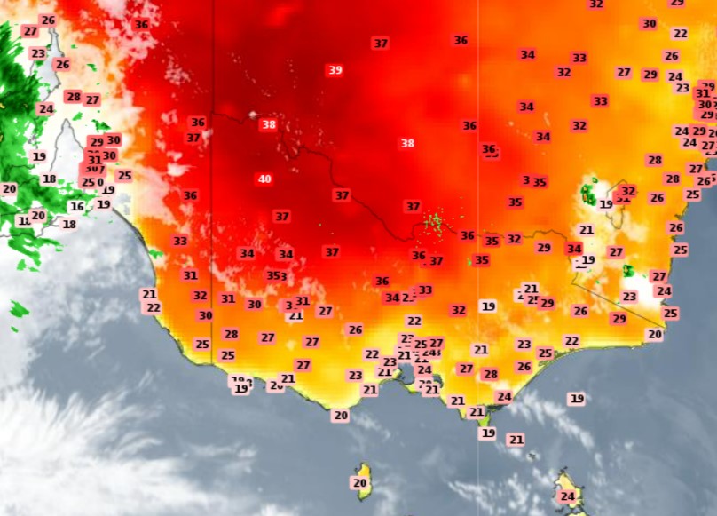 Huge temperature contrasts in Victoria today