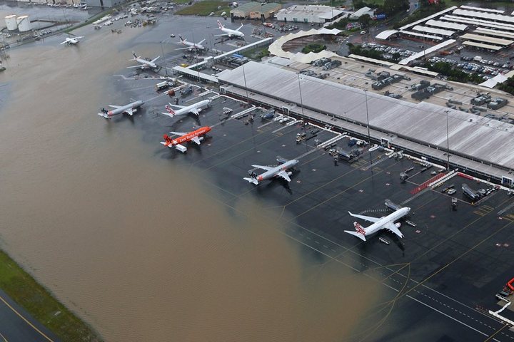 How has this heavy rainfall impacted the aviation industry?