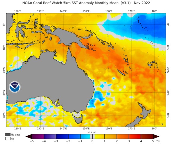 Coral Sea's warmest spring on record 