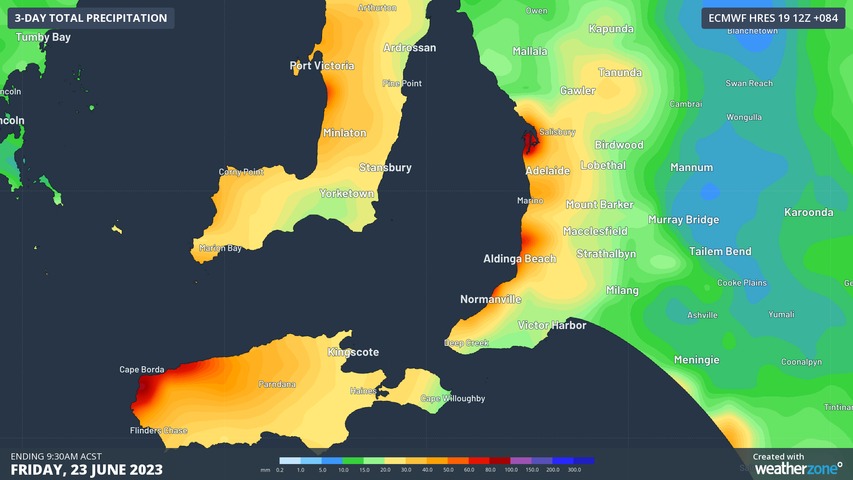 Heavy rain headed for Adelaide