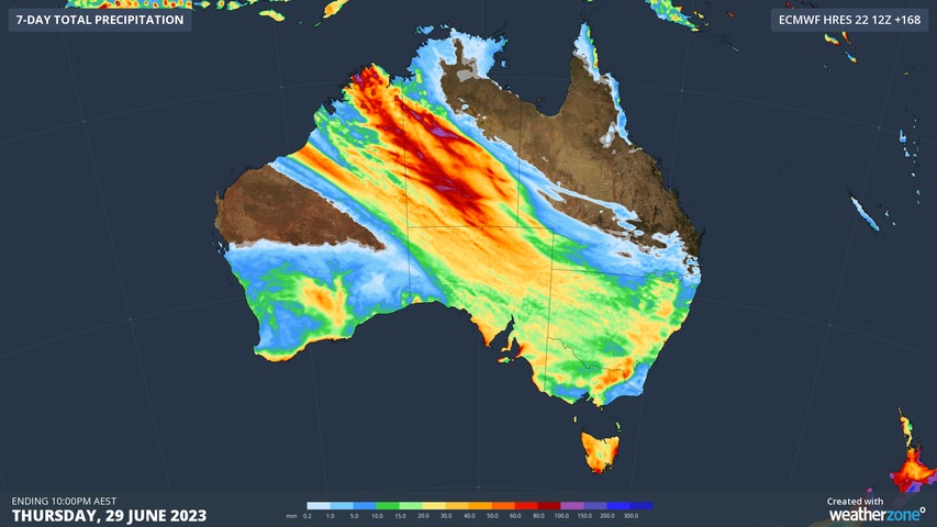 Unseasonable deluge looms for central Australia