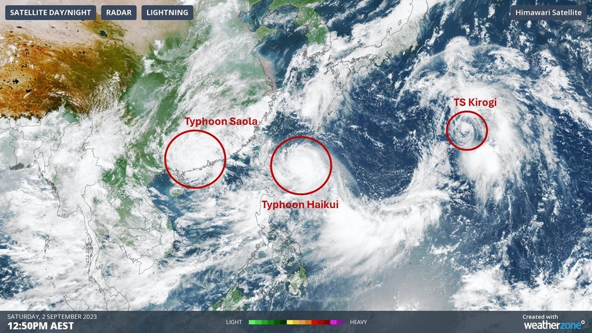 Triple Typhoon Trajectory! The courses of the current storms in the West Pacific 