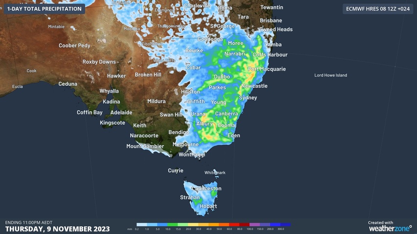 Thunderstorm flash flood risk in NSW, Vic and ACT today