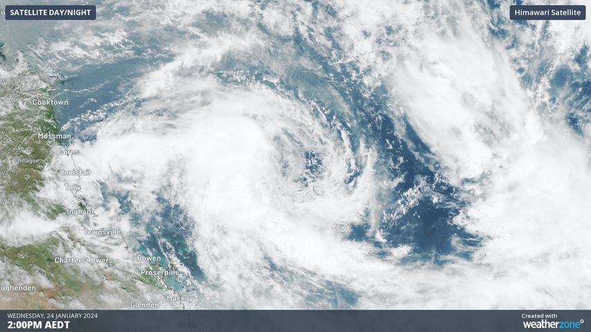 Tropical Cyclone Kirrily struggling to develop over Coral Sea