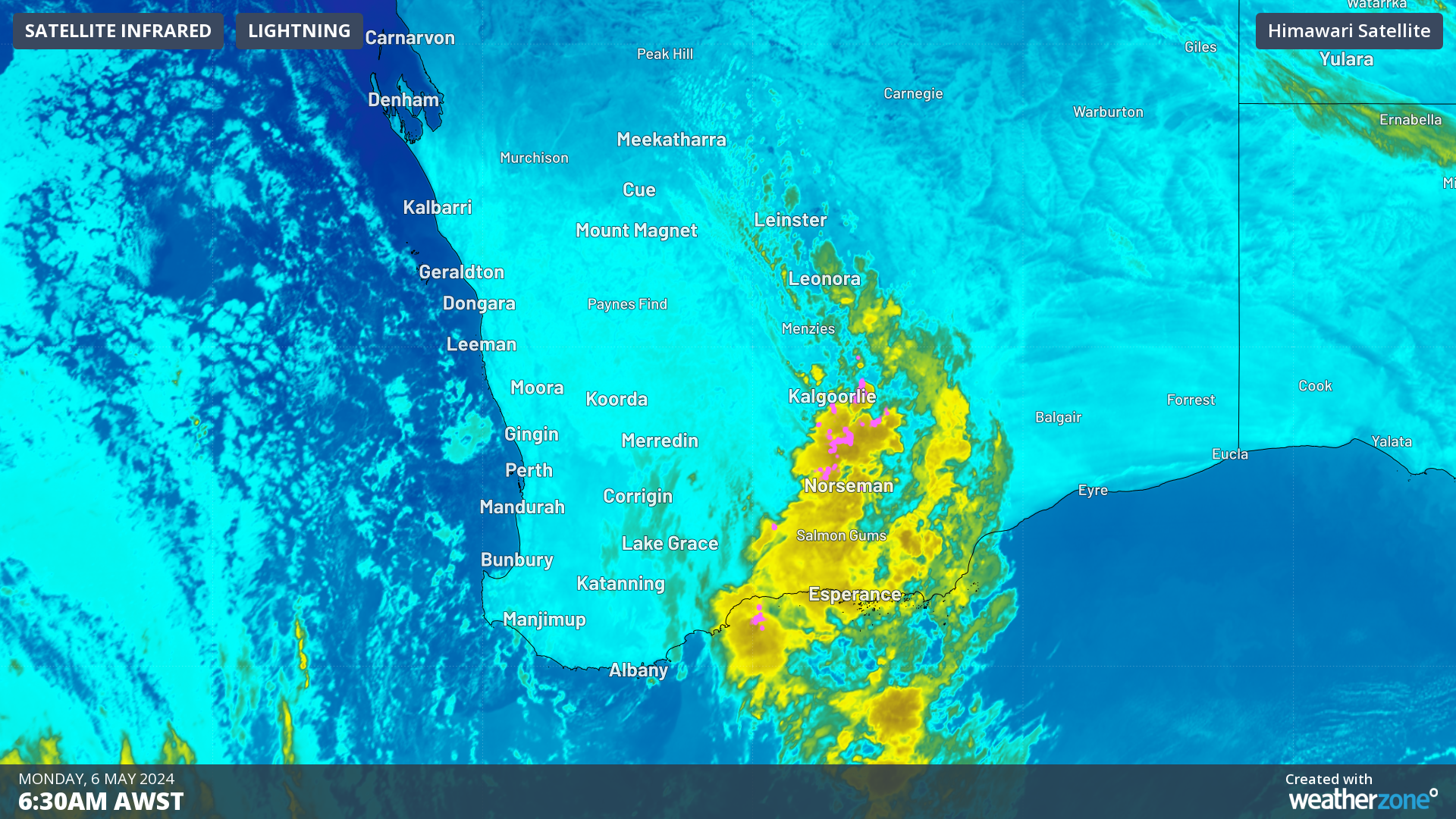 500km line of storms sweeping across the Goldfields,WA
