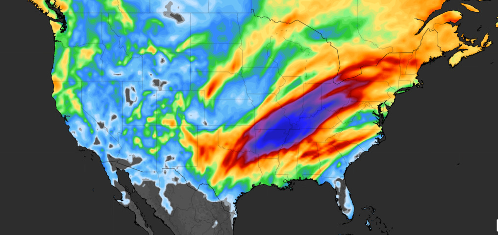Image: Forecast accumulated rain over the U.S. between Wednesday and Sunday this week. Source: Weatherzone.