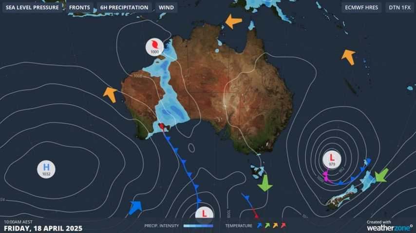 Image: Synoptic chart for Australia on Good Friday. Source: Weatherzone